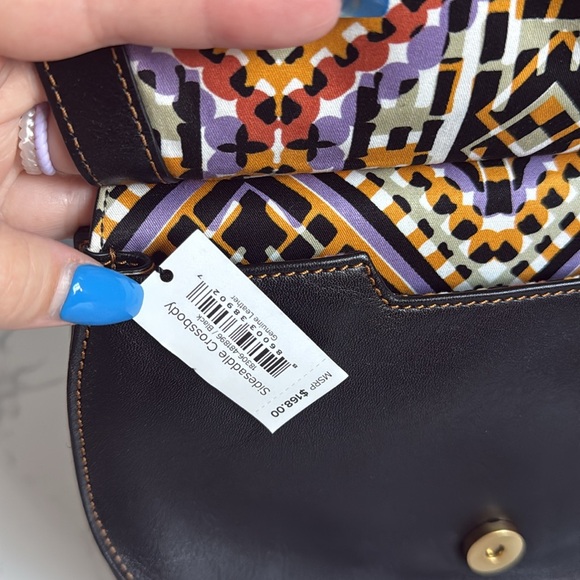 Vera Bradley Women’s Genuine Leather Sidesaddle Crossbody in Black - Picture 7 of 9